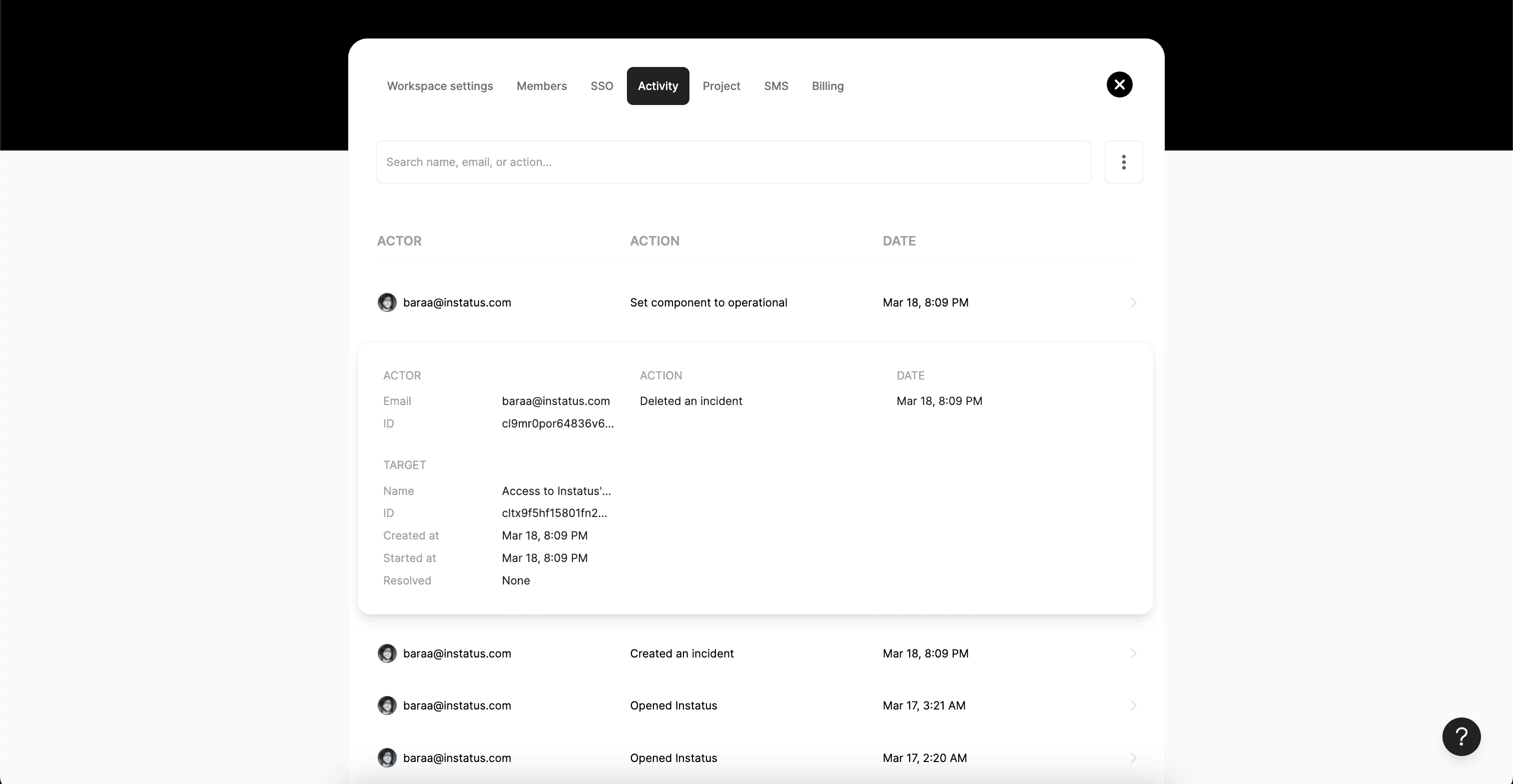 Activity Log